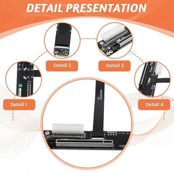 ADT-Link PCIe 5.0 M.2 NVMe til PCIE x16 eGPU-adapter 25 cm