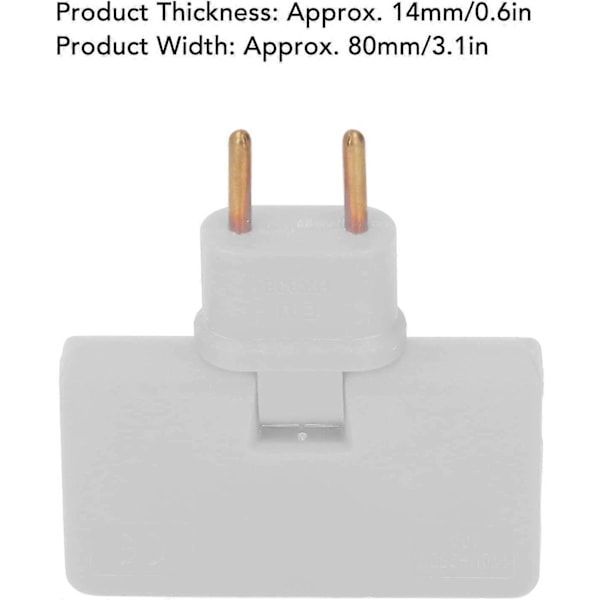 5 st platta trådlösa kontaktomvandlare 180 graders rotation 1 till 3 EU-kontaktadapter 110-250V för placering bakom möbler.