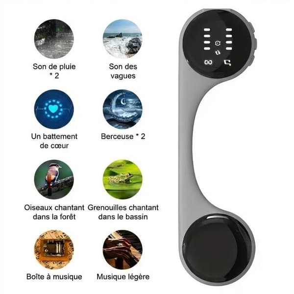 Bluetooth 5.4 Sovehodetelefoner (puteintegrert) – Hvit støy, stereolyd, bass og sovetimer – Grå