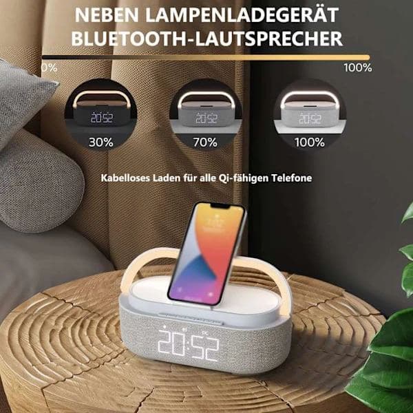 Digital radioväckarklocka med trådlös laddare, smart väckarklocka