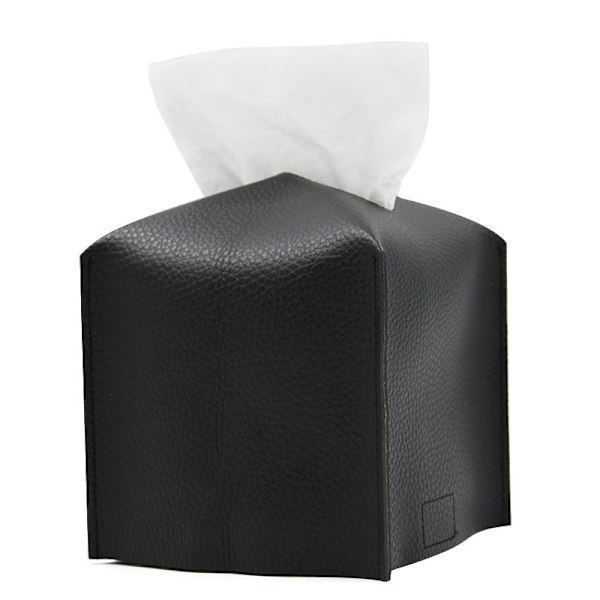 Serviettboksdeksel, firkantet PU-skinn serviettbeholder, firkantet serviettdispenser for hjem, hotell, kontor, sminkebord og restaurant - 1 stk svart Black