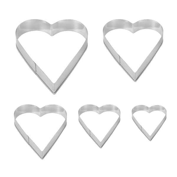 5 deler hjerteformet kakeformsett Valentinsdag kakeform rustfritt stål hjerteform Valenti
