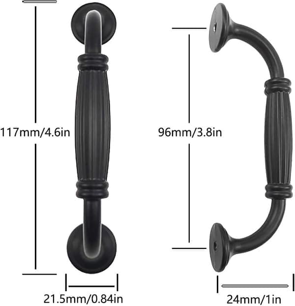 Sorte køkkengreb 8 stk møbelgreb stanggreb møbeldørknopper, med skruer (hulafstand 96 mm)