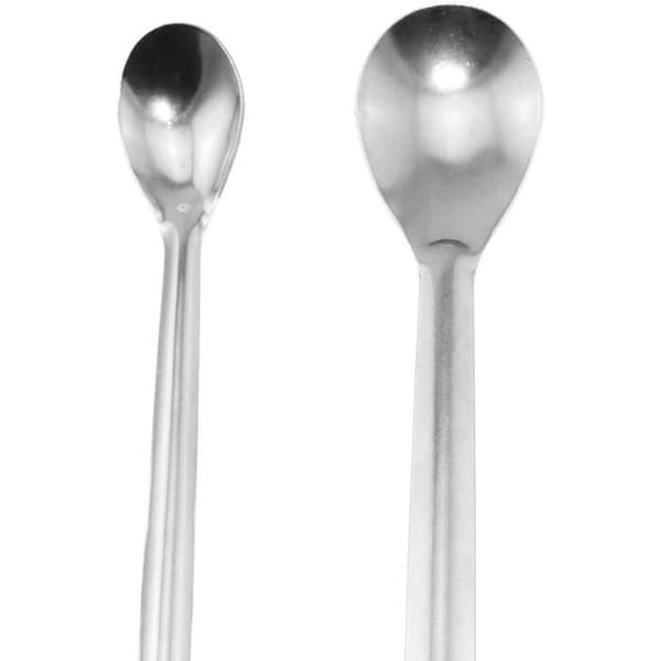 Sæt med 2 spatler i rustfrit stål – dobbeltendet (ske og spatel) – 20 cm / 30 cm