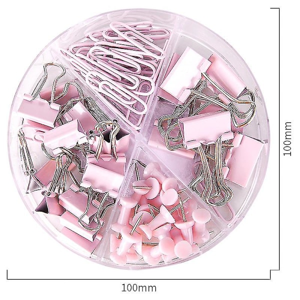 72-delt sett med kontorrekvisita, inkludert 22 bindersklips/30 bindersklips/20 trykknåler, skolepulttilbehør arrangør med eske for hjemmekontor