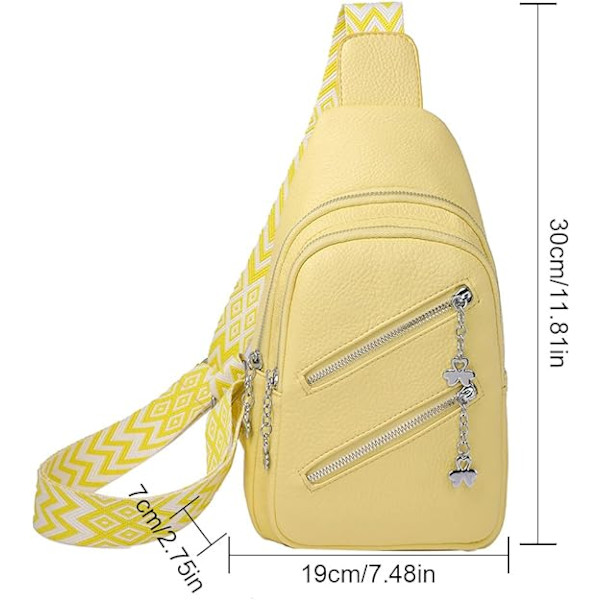 Slingtaske til Kvinder, Crossbody Fanny Packs PU Læder Crossbody Tasker Brysttaske Flere Lommer Bæltetaske Pung med Justerbar Rem 30cm Yellow