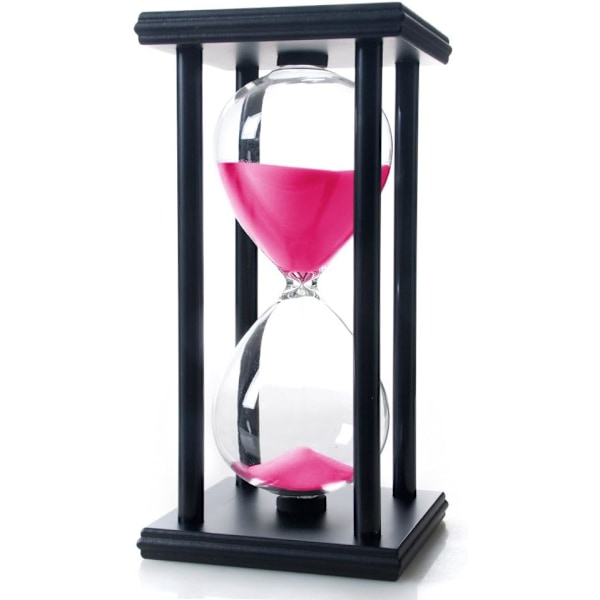 Timglas Sand Timer Timglas med Sand Dekoration Sandklocka Klocka för Rum Födelsedag Te Kaffe Bord Bokhylla Skola Spel Prydnad Trä Pink 60 Min
