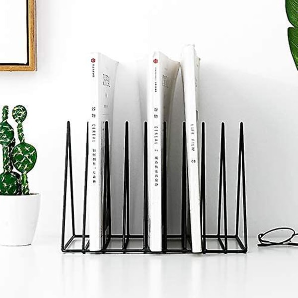 9 Slot Black Magazine Holder, skrivebordsfilsortering Organizer Trekant Bokhylle Dekor Hjemmekontor