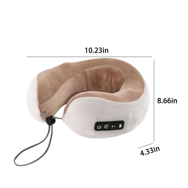 Nakkemassagepude med 3 vibrerende tilstande til nakke-, ryg- og benstøtte, rejsenakkepude med varme U-formet memoryskumpude til hjemmekontor A