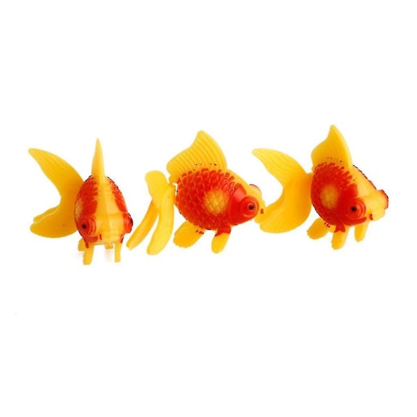 3 Pack Plastic Artificial Moving Fish Gold Fish Ornament Small Fishes Decor