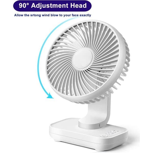 ®RisingFF 4-trins lydløs 90° variabel bordventilator Mini USB genopladelig bordventilator perfekt til