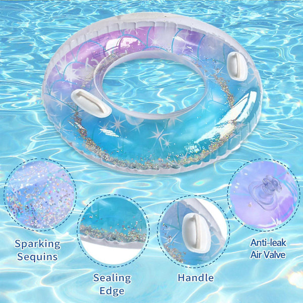 Uppblåsbara Ringar för Vuxna Cool Sommar Stor Vatten Uppblåsbar Gummistjärnhimmel Poolring med Paljetter Strandringar Flytleksaker -GSL C