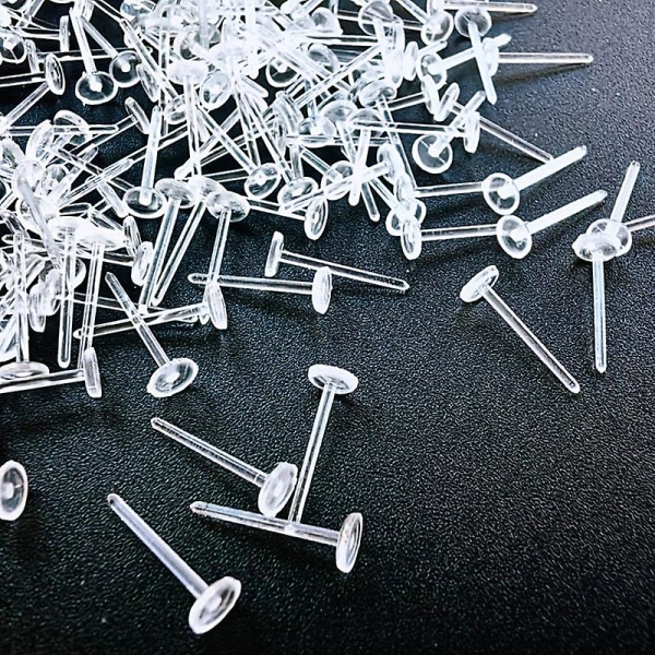 100 st 3 mm osynliga plastörhängen tomma stift plugg små huvudfynd Diy-tillbehör bakre stolpe örhängen dyna nickel fri