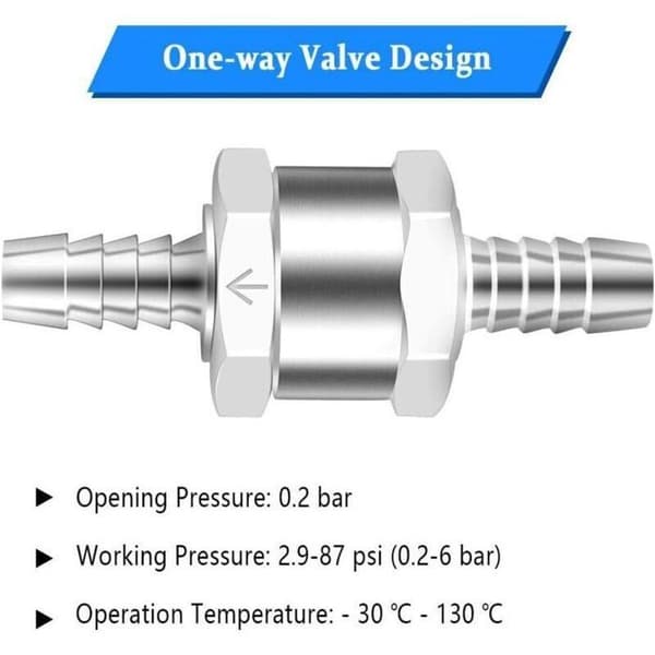 8 mm backventiler i aluminiumlegering – Set om 2 – För bensin-/diesel förgasare – Lågtryckssystem