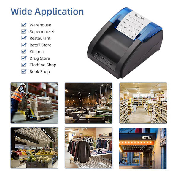 58mm Termisk Kvittoprinter USB & Bluetooth-anslutning