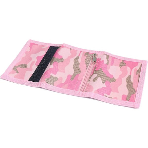 Rfid lommebok kamuflasje lommebok nylon trifold lommebøker for menn, mini trifold myntpung med glidelås for barn (rosa) Rosa -