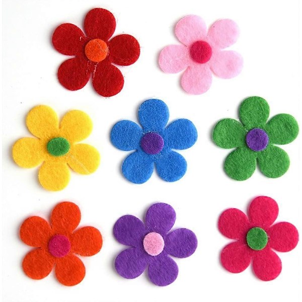 240 Stycken Filt Blommig Tyg Blomsterprydnad DIY Hantverk (Blandade Färger)