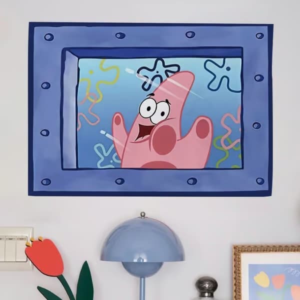 Tecknad gobeläng rolig väggbonad tapet för sovsal vardagsrum väggdekor Patrick Star 150x100cm