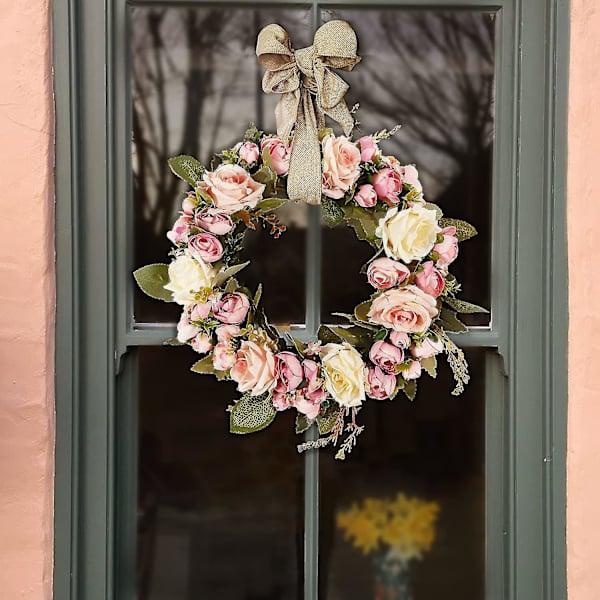 Dørkranser, kunstig blomsterkrans for inngangsdøren, hjemmedekor