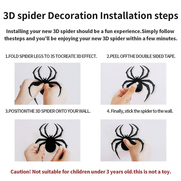 Halloween-seinäkoristeet Diy 3d muoviset hämähäkin koristetarrat Halloween-koristeet Koti seinä ikkuna sisä- ja ulkokäyttöön Pelottava hämähäkki 6 pakkausta musta