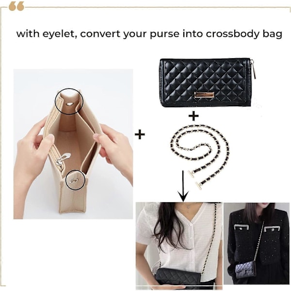 2 st Filtinsats Organizer för Handväska Multi Pocket Handväska Tote Shaper Toalettväska Fickor Insats Avdelare Organizer Väska i Väska Dragkedja Insats Väska Foder Fodral m