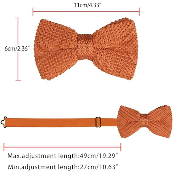 Förknuten fluga för män kvinnor stickad fluga enfärgad stickad fluga justerbar (orange)