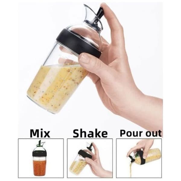 Salladsdressing shaker/mixerflaska (sojasås, sirap, olja) – 240 ml kapacitet
