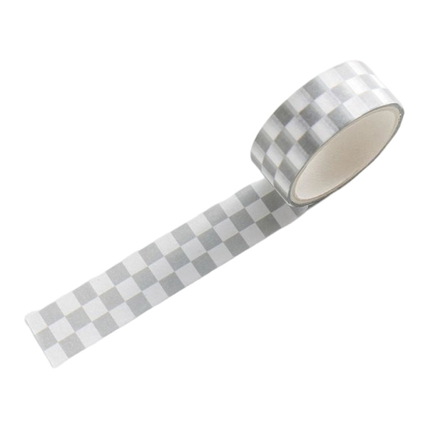 1 Rulle Washi Tejp Klibbig Lim Klar Tryckt Avtagbar Färgfast Scrapbooking Washi Rutmönster Papperstejp För Barn Grey - White