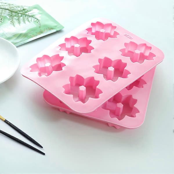 DIY Bageform 6 Huller Sakura Sneform Silikonebakkeform til Chokolade Cheesecake Slik Isterninger