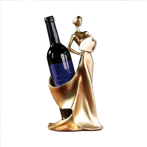 Vinreol, vinholder til en enkelt flaske, vinreol i moderne stil, bord- og bordspisebordsudsmykning, opbevaringsreol (guld)