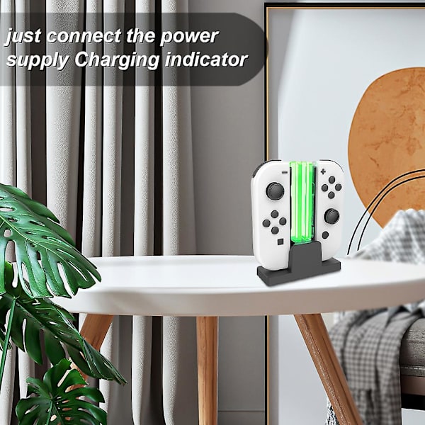 Kontroll laddningsdocka LED-indikator Game Pad laddningsstation bordhållare tillbehör ersättning för Joycon