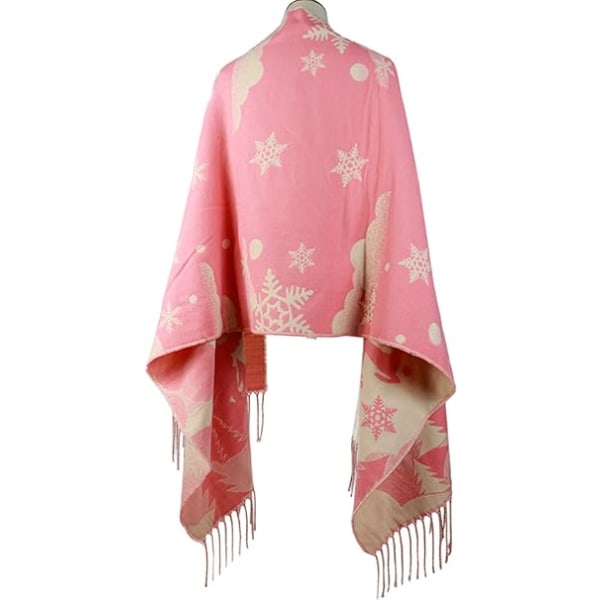 Sjal skjerf i juletema - Høst & Vinter (Rosa)