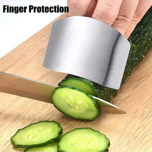 Fingerskydd, rostfritt stål 3 delar köksredskap Fingerskyddsskuren, vegetabiliskt fingerskydd, justerbart fingerskydd, hackande köksredskap för Cu
