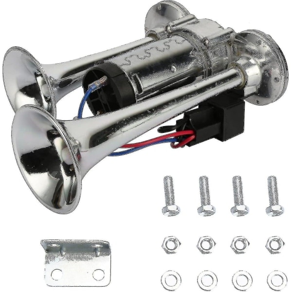 Kuorma-auton ja junan torvi 600db Dual Trumpets Super Loud Electric Car Horn Kit kompressorilla