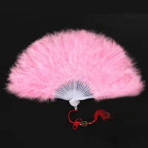Håndholdt Fjervifte, 1920'er Vintage Stil Flapper Håndvifte til Kostumefest og Dans - Lys Pink