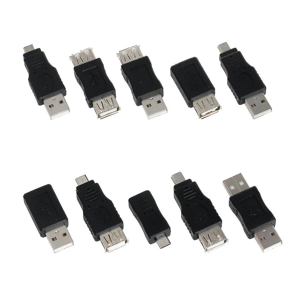 10 st Mini Converter USB Hane Till Hona Micro USB Connector Extension Adapter
