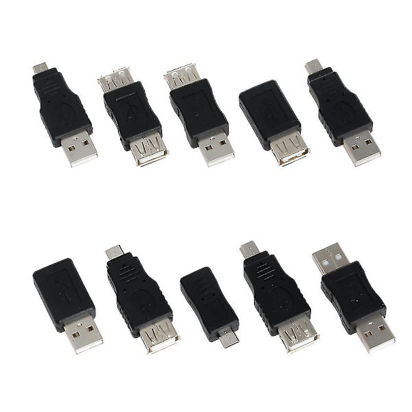 10 stk. Mini-konverter USB-han til hun Micro USB-stikadapter