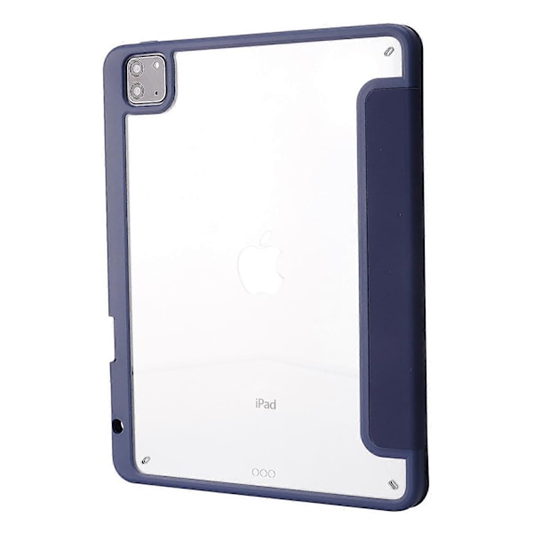 Fodral för iPad Pro 12,9-tum (2021)/(2020)/(2018) Surfplatta Auto Wake/Sleep Origami Ställ PU Läder + Akrylskydd Dark Blue