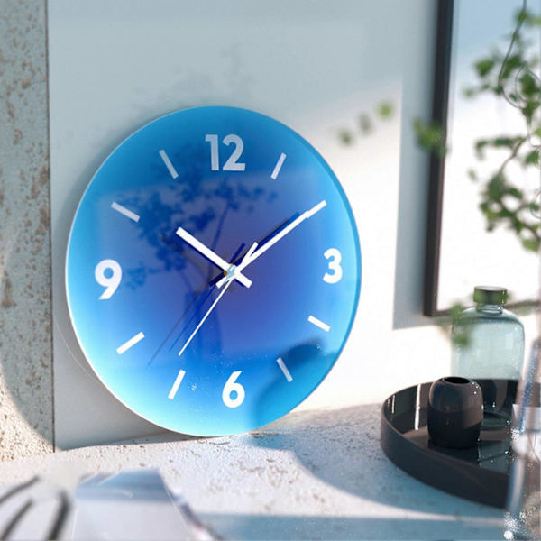 30 cm Paristokäyttöinen Seinäkello Karkaistu Lasi Hiljainen Kvartsi Ei-tikittävä Moderni Yksinkertainen Koristeellinen Seinäkello Kodin Sisustus QingHai Blue B