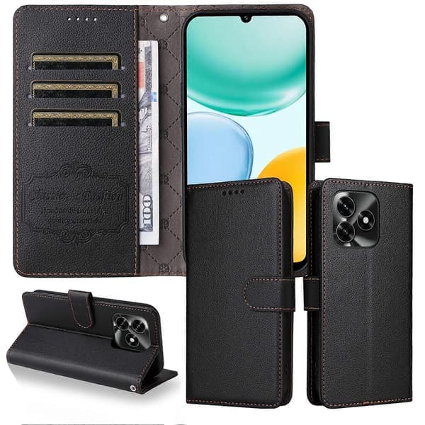 RFID Telefoncover til Honor X5c Plus med håndledsrem og kortplads sort