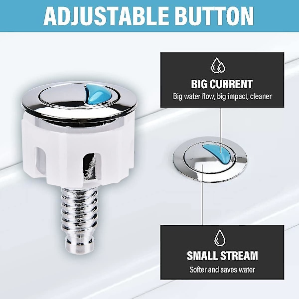 Udskiftning af toiletknapper, trykknap til toiletskyl, udskiftning af toiletskylsystem, kompatibel med Ideal cisterne tank, dobbelt skyl toilet trykknap