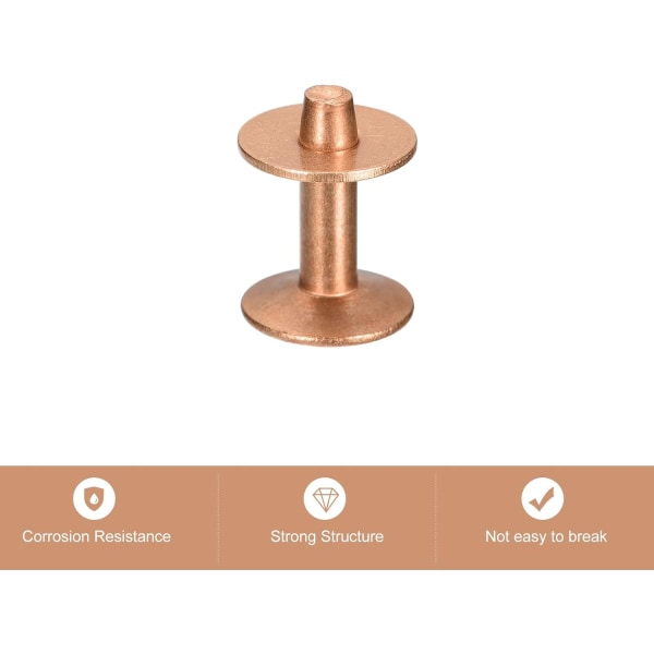 10 set koppar nitar och grader, 12x4x14mm solida läder koppar nitfäste för läder DIY hantverkstillbehör, koppar ton