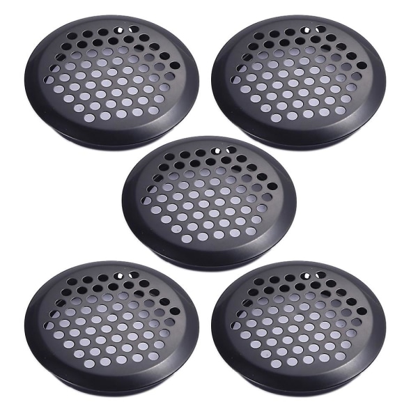 5 st rostfritt stål luftventil galler, svart rund mesh Soffit ventilation för kök, badrum, skåp