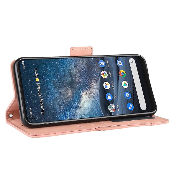 Kompatibel med Nokia 8.3-deksel Justerbar avtakbar kortholder Magnetisk lukking Lærlommebokveske Pink A
