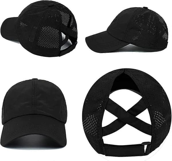 Baseballcaps med kryss og hestehale for kvinner Black