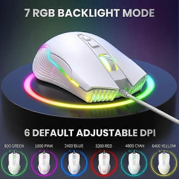 ONIKUMA CW905 RGB-belysning Kablet Mus White