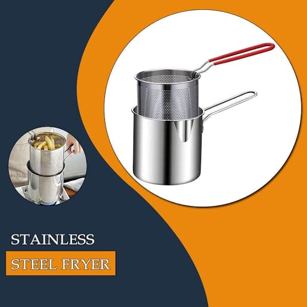 Friteuse - Liten frityrkoker - 1,3L - Liten frityrkoker - Rustfri stålkjele - Holdbar