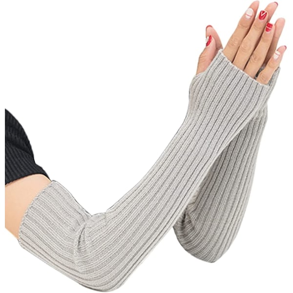 Women Girls Knit Soft Stretchy Fingerless Gloves Arm Warmers Long Gloves