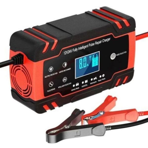 Smart batteriladdare - LUSKYKA® - 12V/24V 8A - LCD-display - Automatisk reparation
