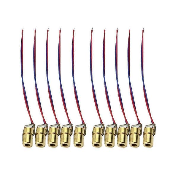 10 stk. 5V 650nm 6mm 5mW Mini Laser Dot Diode Modul Kobberhode Rød